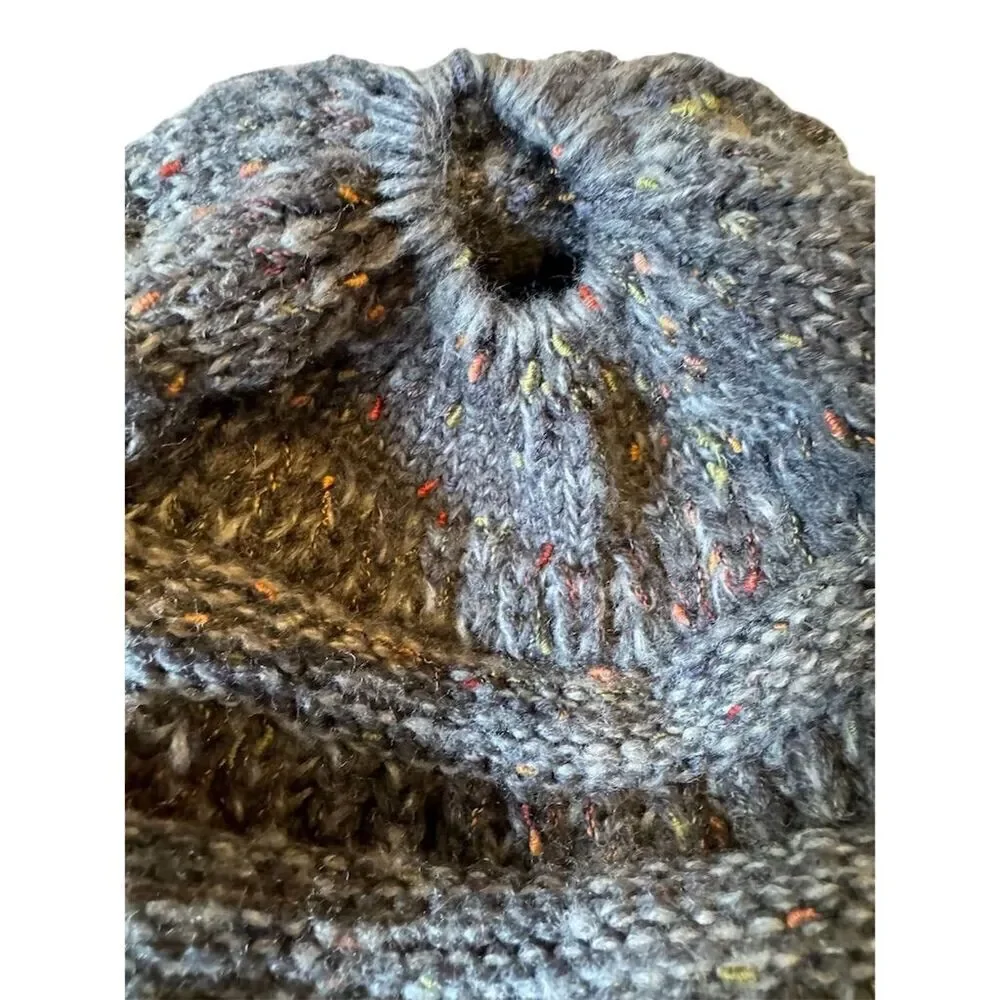 C.C Unisex Confetti Flecked Ponytail Cable Knit Beanie Hat Gray